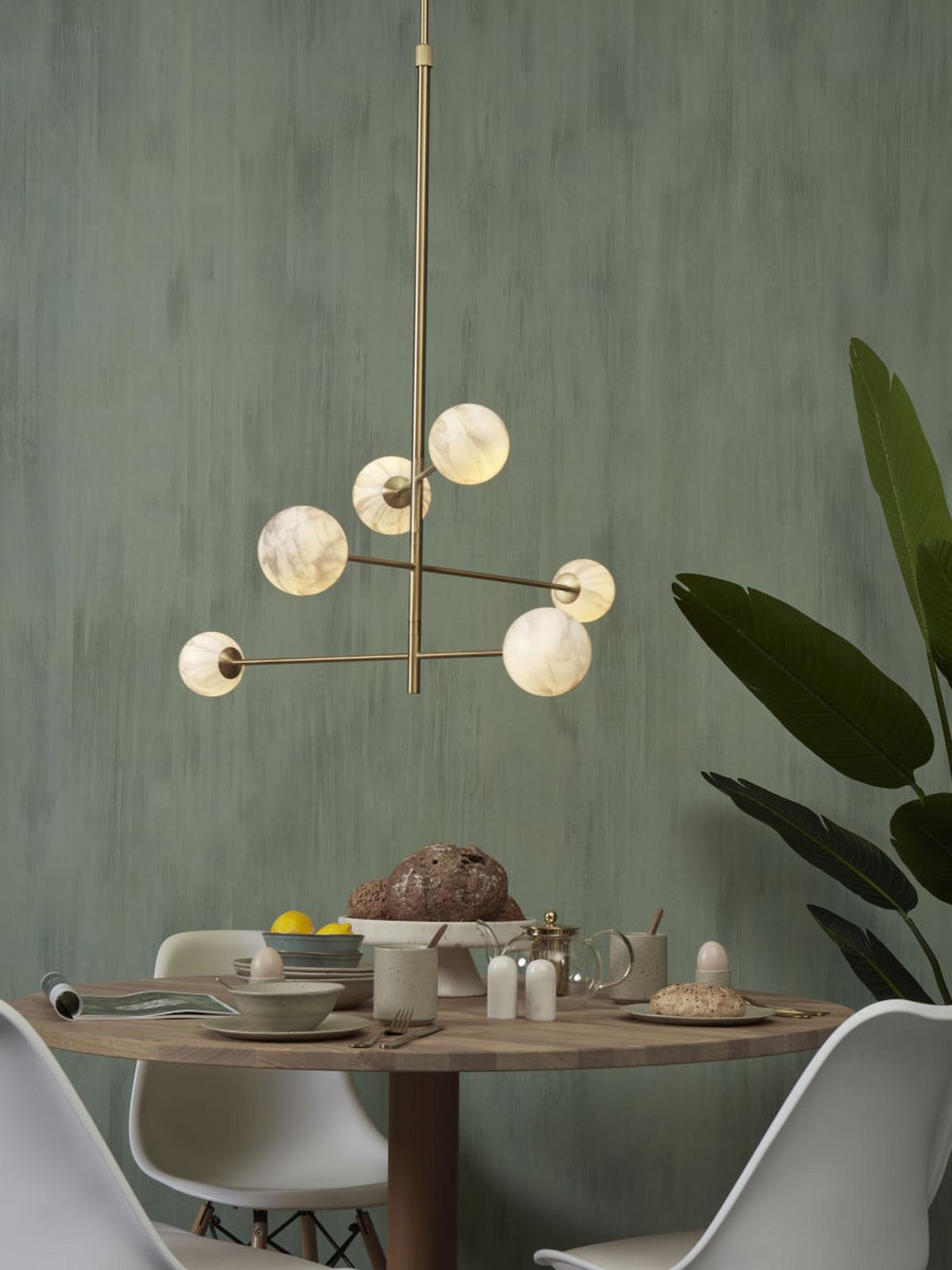 Hängeleuchte Carrera D: 99 cm 6-Flammig höhenverstellbar - Goldfarben/Weiß, Basics, Glas/Metall (99/142cm) - It's about Romi