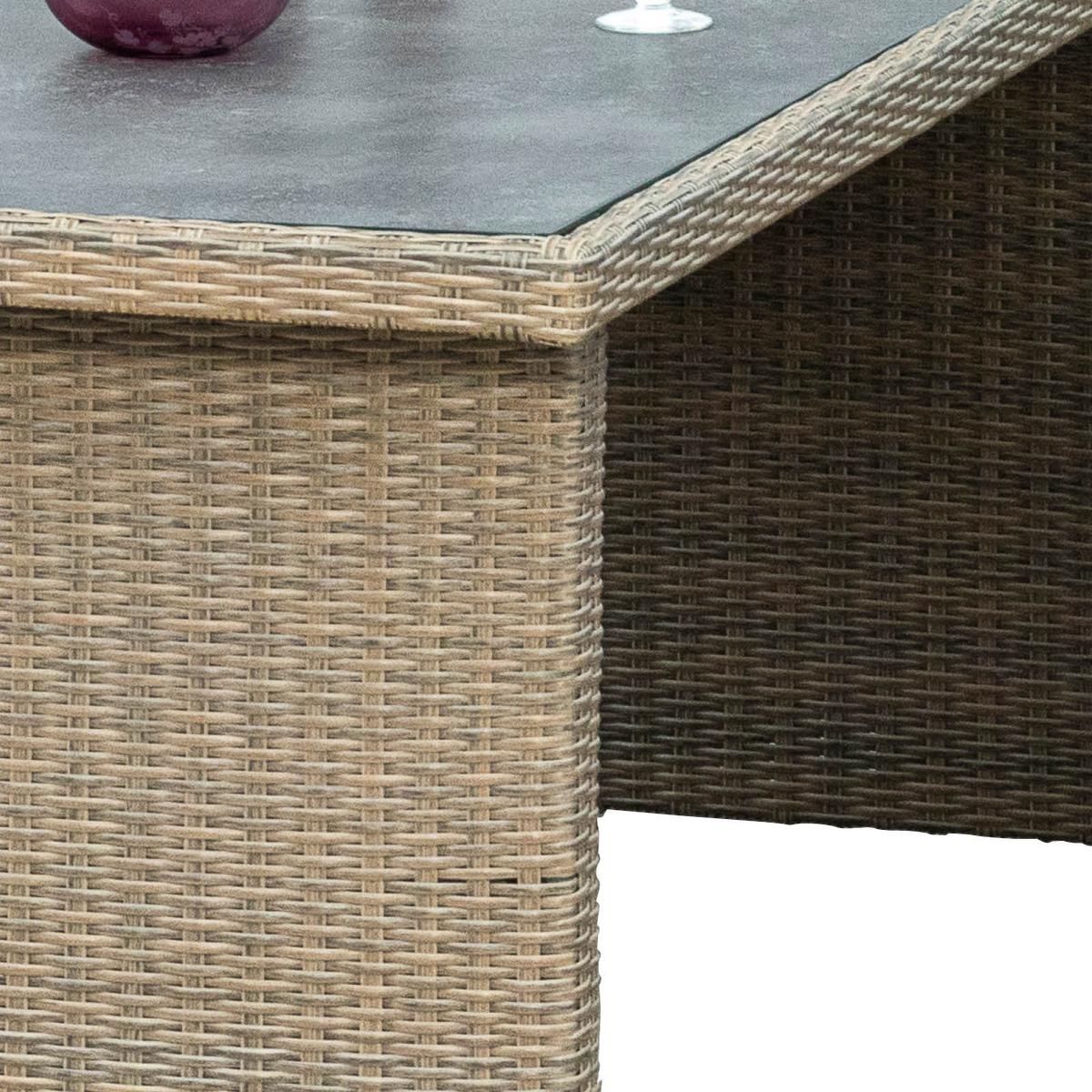 Gartengarnitur 5-Tlg. Atrani Textil/Glas/Metall/Kunststoff - Schieferfarben/Beige, KONVENTIONELL, Glas/Kunststoff - Gardenson