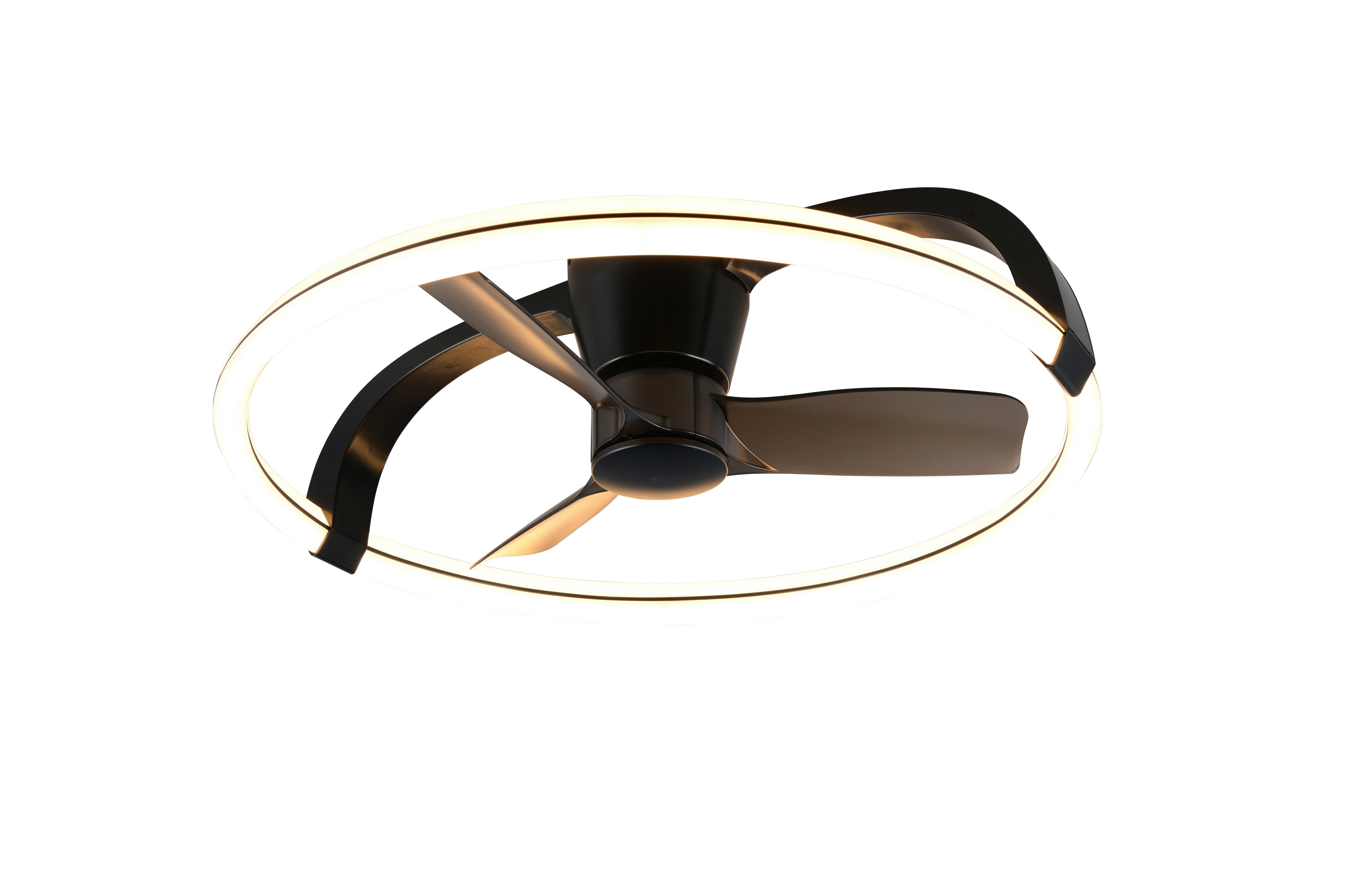 Deckenventilator Stockholm Schwarz D: 73,5 cm - Schwarz, Design, Kunststoff (73,5/23cm)