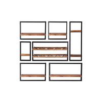 Wandregalset 7-tlg. Mangoholz B: 120cm - Schwarz/Naturfarben, Design, Holz/Metall (120/110/25cm) - MID.YOU