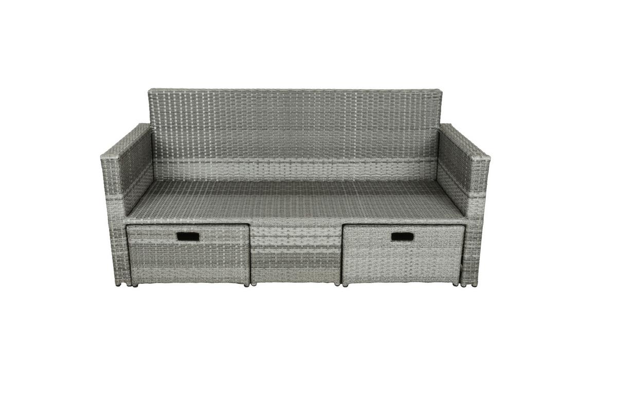 Loungesofa Malta - Schwarz/Grau, Basics, Kunststoff/Textil (180/86/135cm) - Gardenson