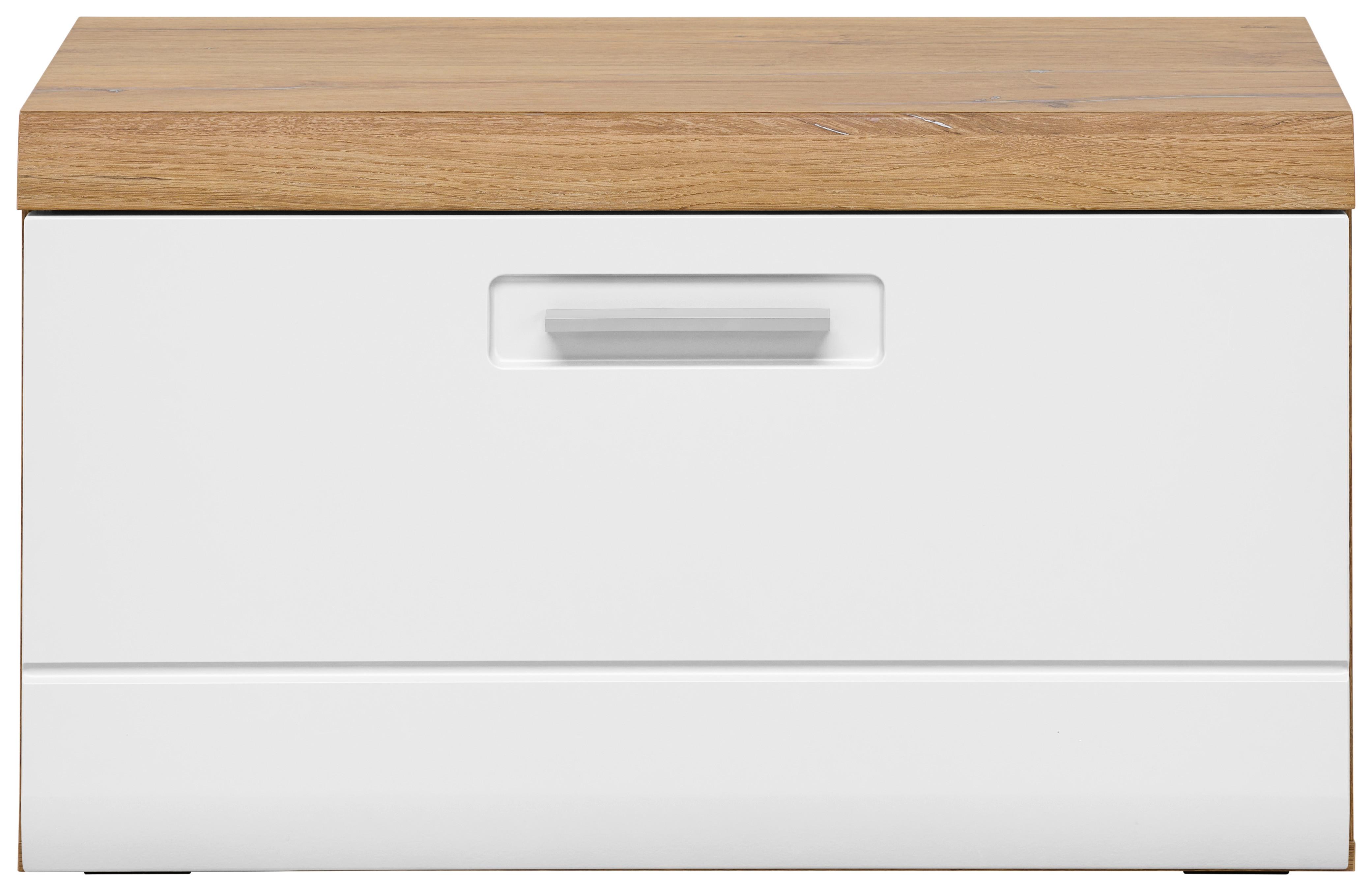 Garderobenbank Auris B: 70 cm mit Klappe, Weiß/Eiche Dekor - Eichefarben/Weiß, MODERN (70/42/37,1cm) - Luca Bessoni