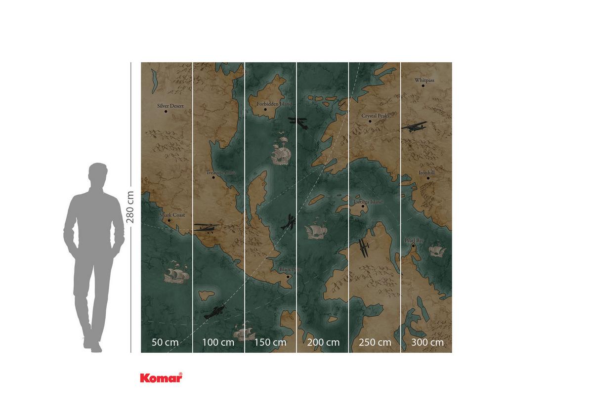 Fototapete Old Travel Map - Multicolor, Trend, Papier (300/280cm)