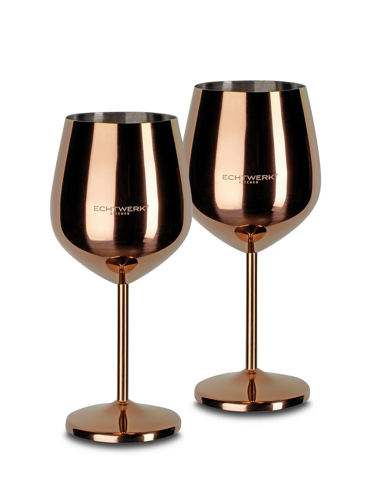 Weingläser Echtwerk Metall, Kupferfarben, Je 500ml - Kupferfarben, Basics, Metall (9,3/4,5/21cm) - Echtwerk