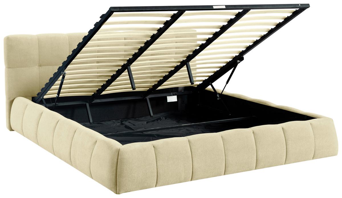 Polsterbett Natalia Beige B: 208 cm - Beige/Schwarz, Design, Holzwerkstoff/Textil (208/90/228cm) - Livetastic