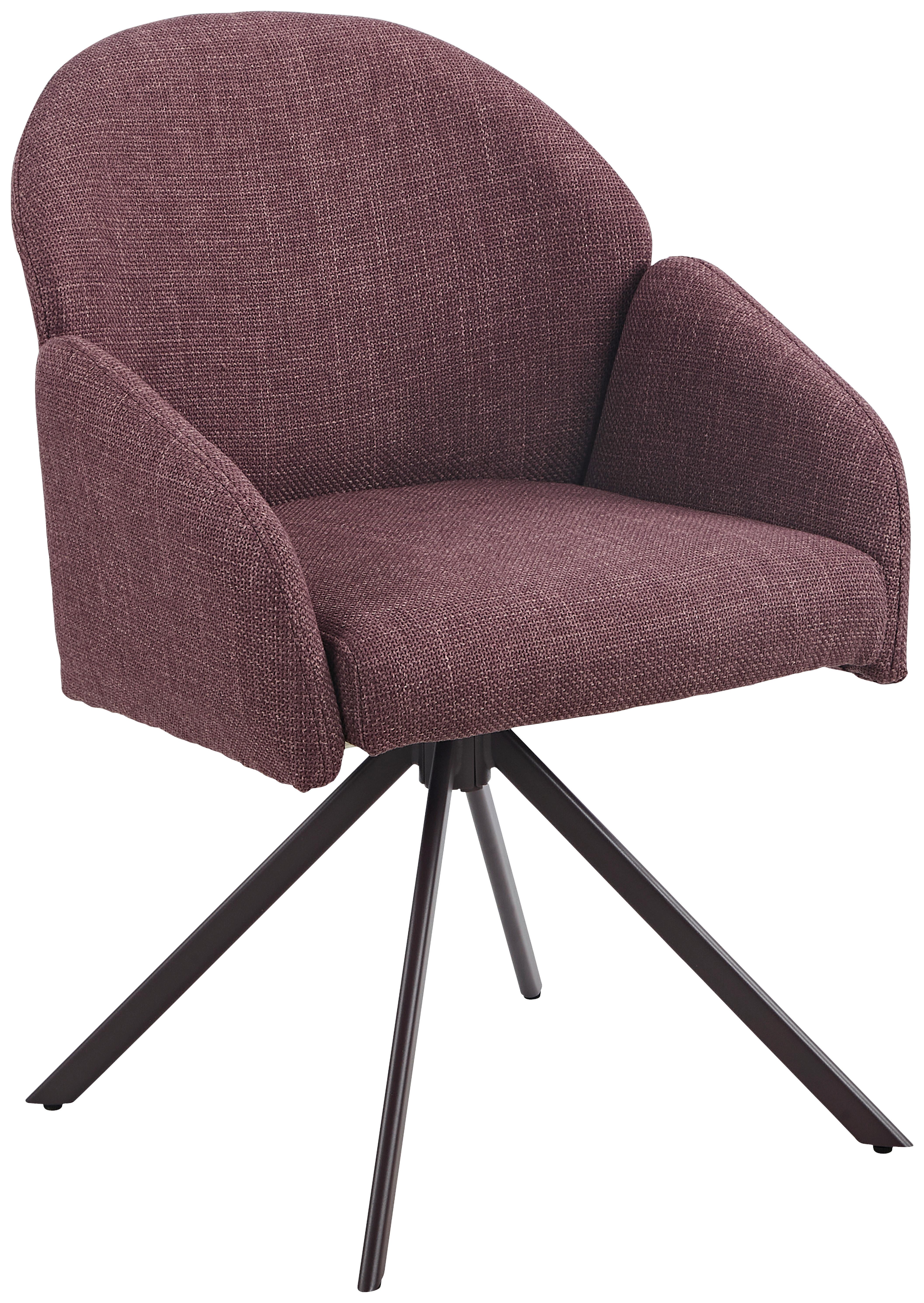 Armlehnstuhl Holly drehbar Webstoff Lila, B: 56,5 cm - Lila, MODERN, Textil/Metall (56,5/61/84cm)