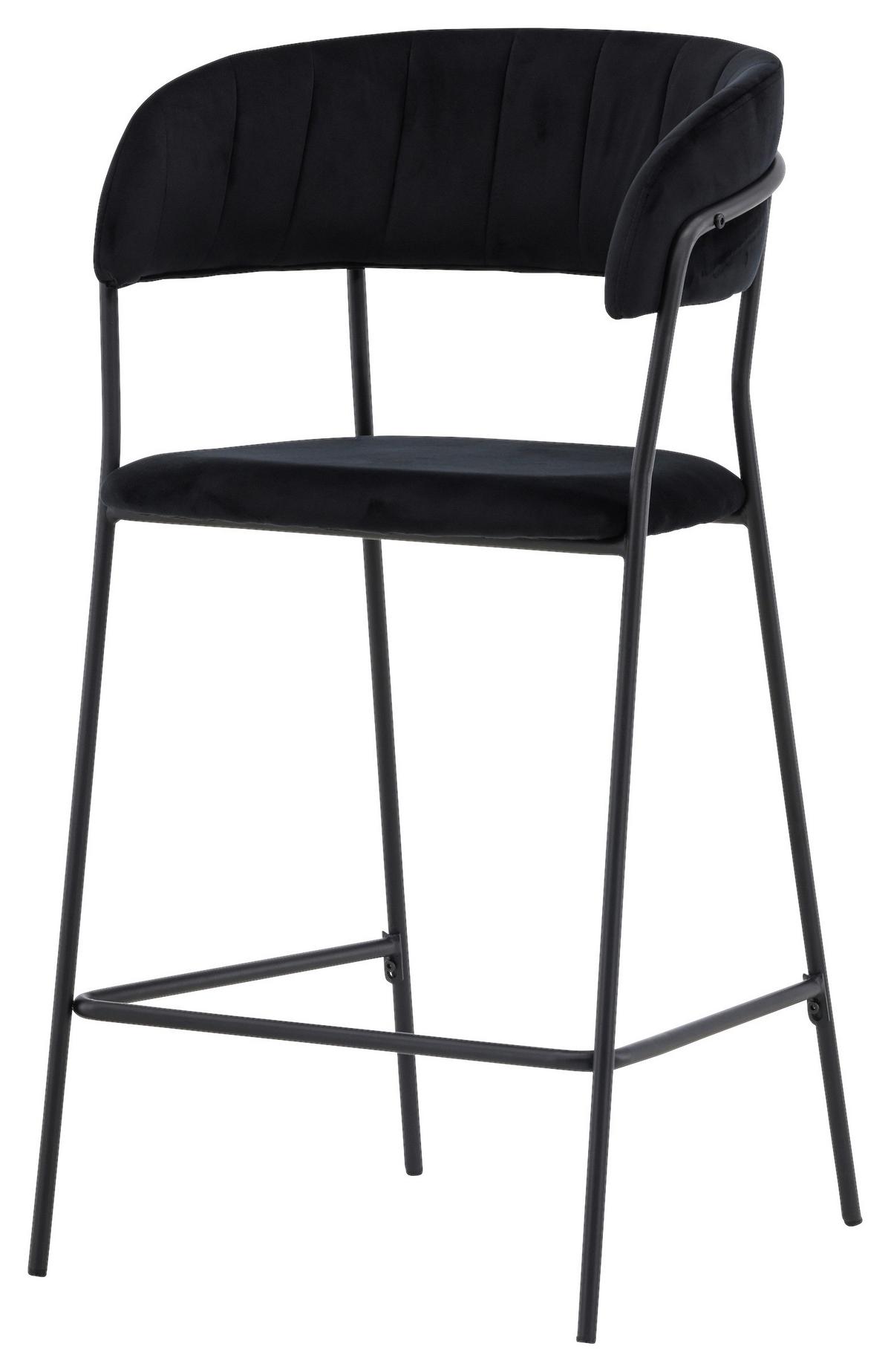 Barhocker-set Lui - Schwarz, Design, Textil/Metall (53/97/49cm) - Livetastic