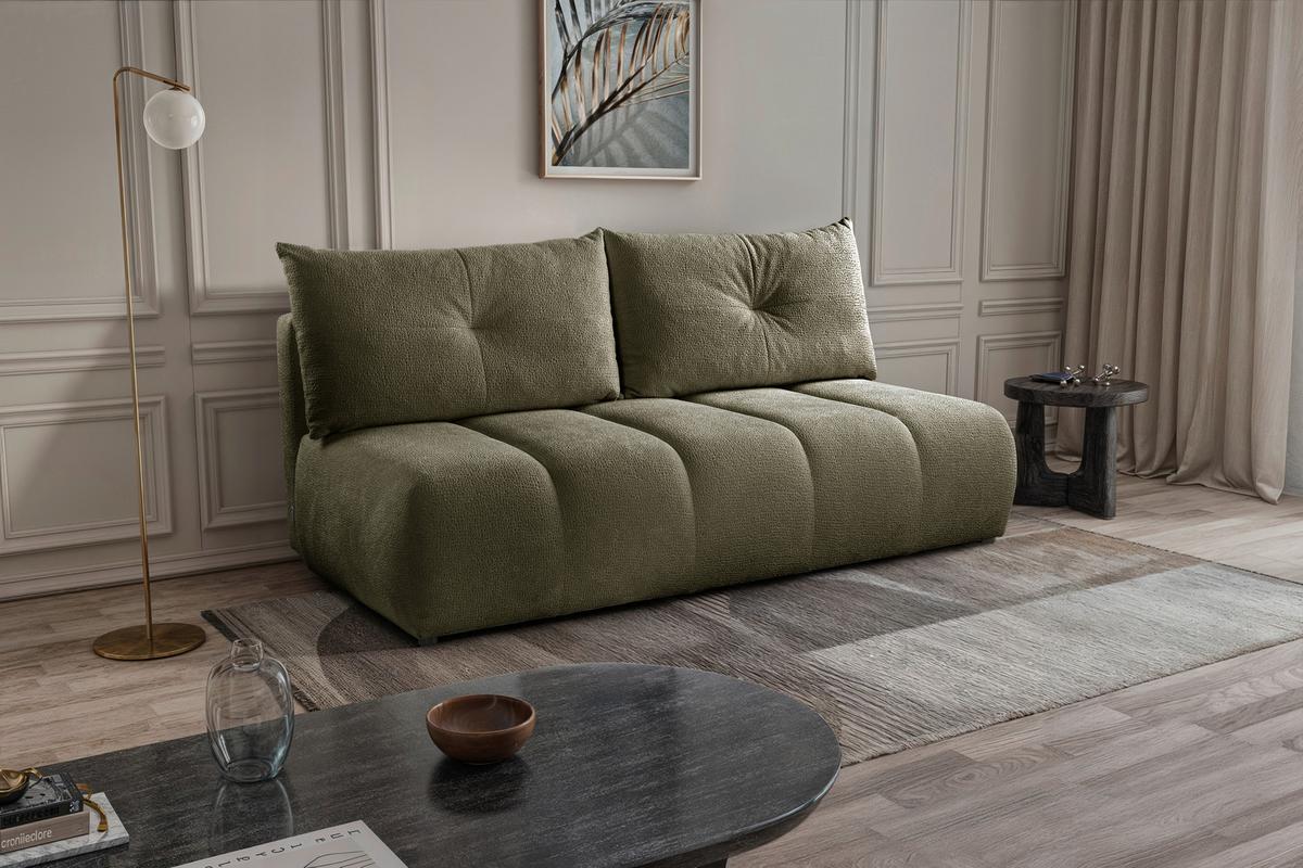 Schlafsofa Milo, Olivgrün B: 209 Cm - Creme/Schwarz, Design, Holz/Holzwerkstoff (209/100/103cm) - MID.YOU