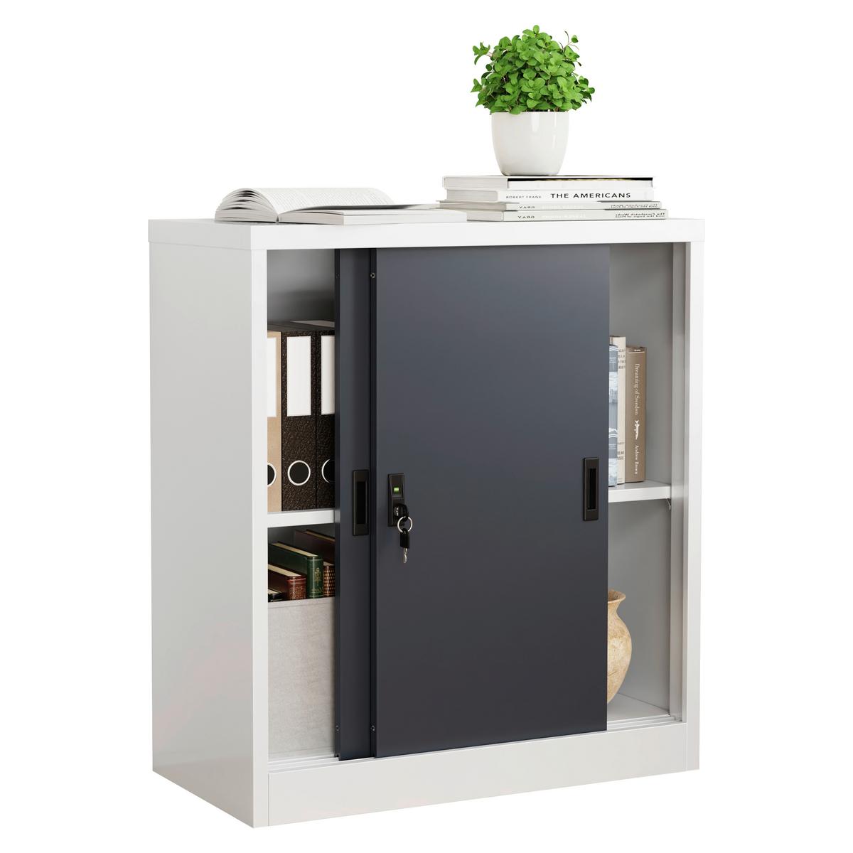 Aktenschrank Malivo Weiß/Anthrazit B: 80cm - Anthrazit/Weiß, KONVENTIONELL, Metall (80/90/40cm) - MID.YOU