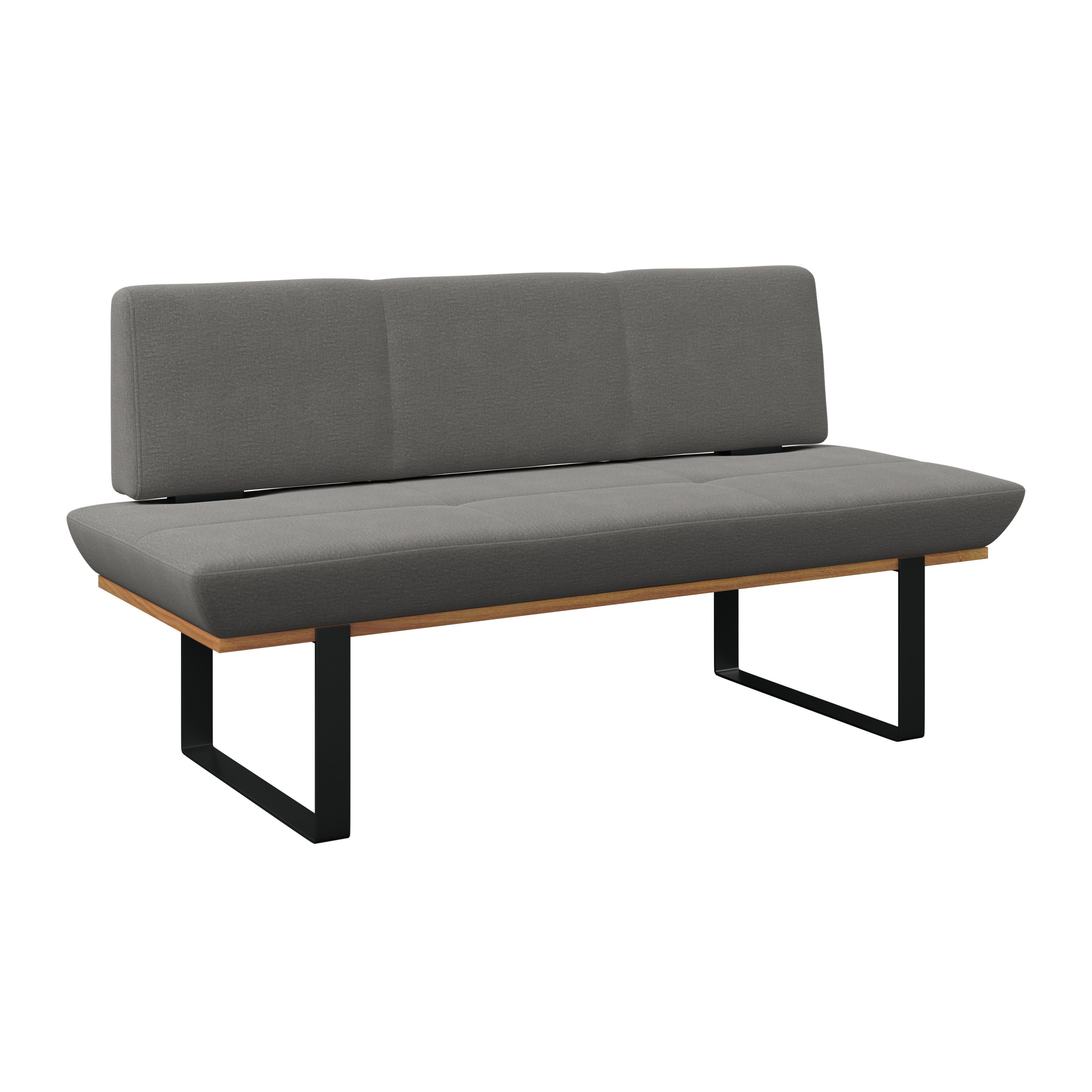 Sitzbank Tristan Webstoff grau, B: 170cm - Schwarz/Grau, MODERN, Holz/Textil (170/48/90cm) - James Wood