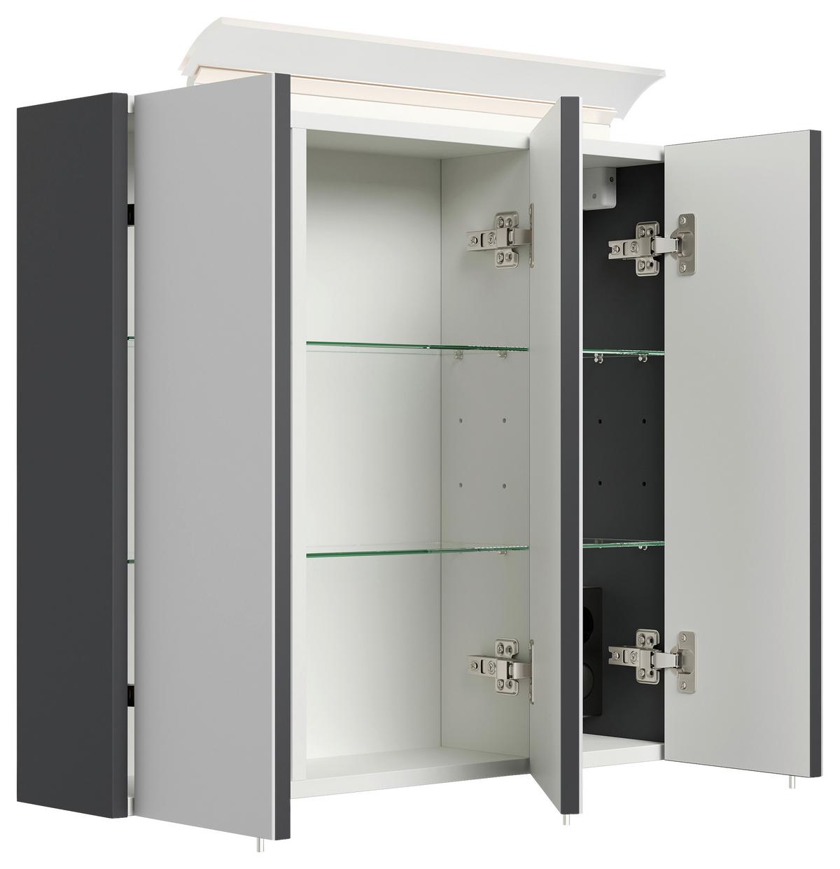 Spiegelschrank Graphitfarben B: 70 cm - Graphitfarben, MODERN, Glas/Holzwerkstoff (70/62/17cm) - MID.YOU