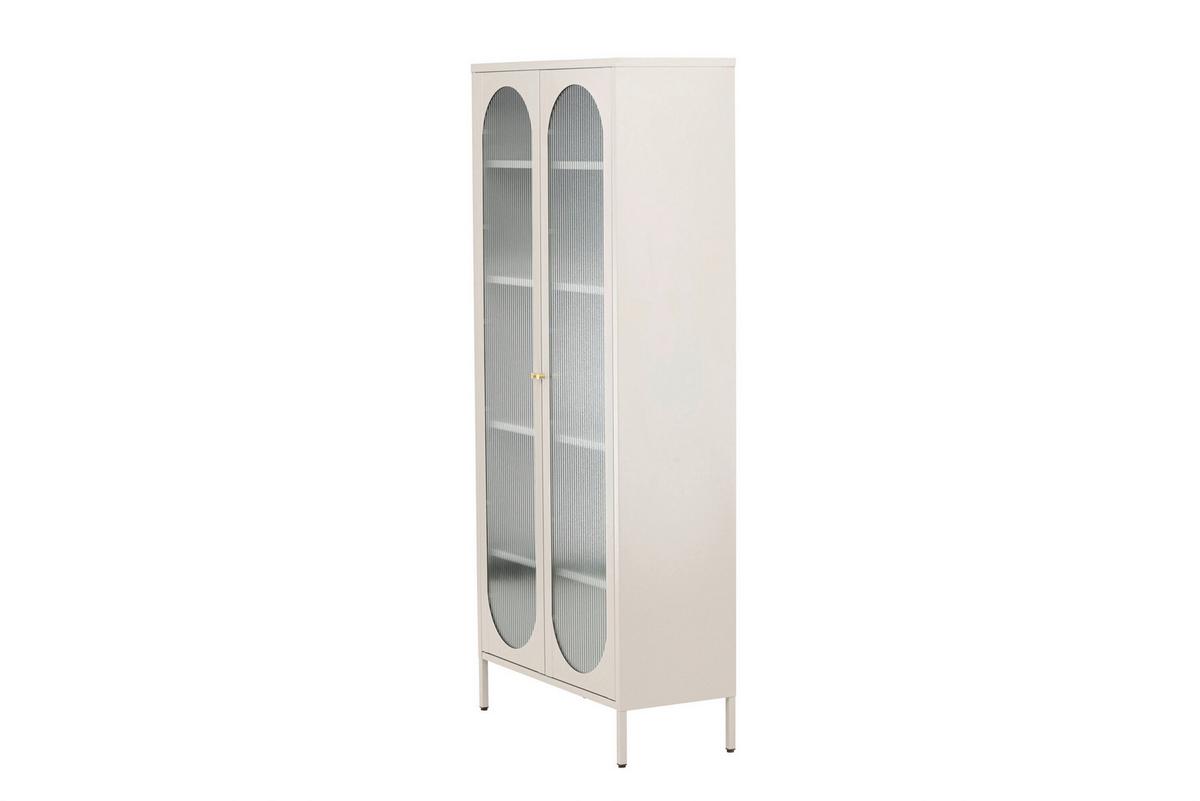 Vitrine Lima Beige B: 80cm - Beige, MODERN, Glas/Metall (80/180/35cm) - Livetastic