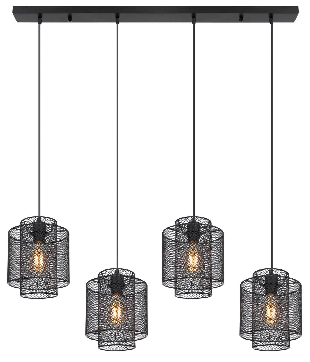 Hängeleuchte H: 120 cm 4-Flammig - Schwarz, Basics, Metall (98/20/120cm) - Globo