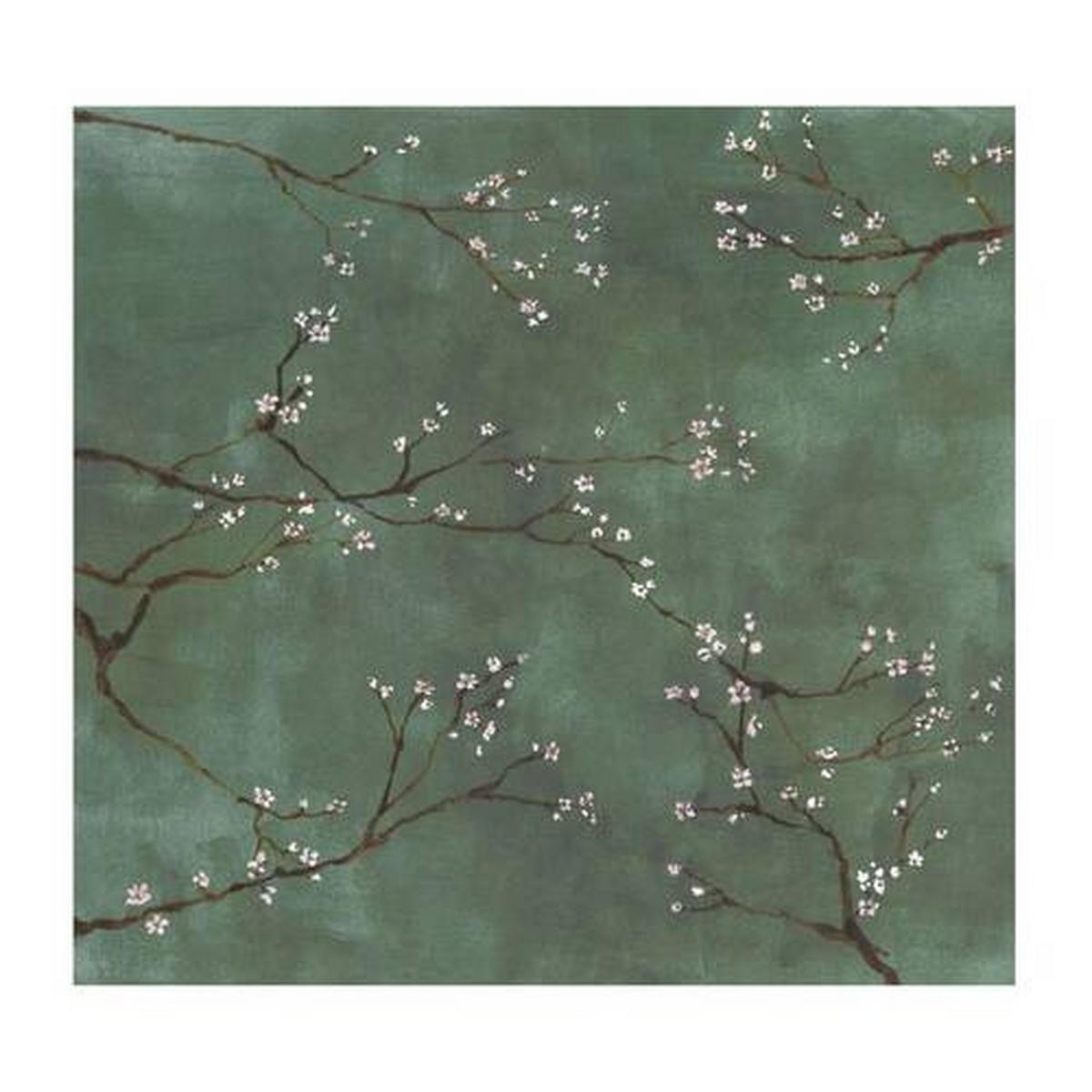 Fototapete Chinesische Blumen - Grün, Basics, Papier/Kunststoff (300/280cm)