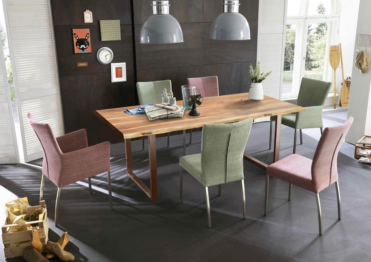ESSTISCH Naturfarben/Braun L: 160cm - Braun/Naturfarben, MODERN, Holz/Metall (160/85/76cm) - MID.YOU