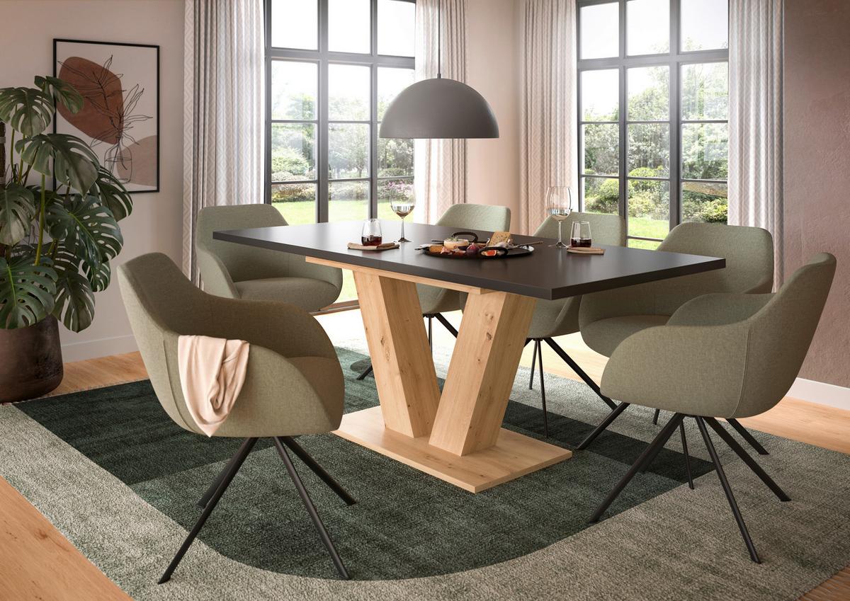 Ausziehtisch Marlon 150 Az Grau/Artisan, B: 150-190 cm - Eiche Artisan/Grau, Trend, Holzwerkstoff (150-190/76/90cm)