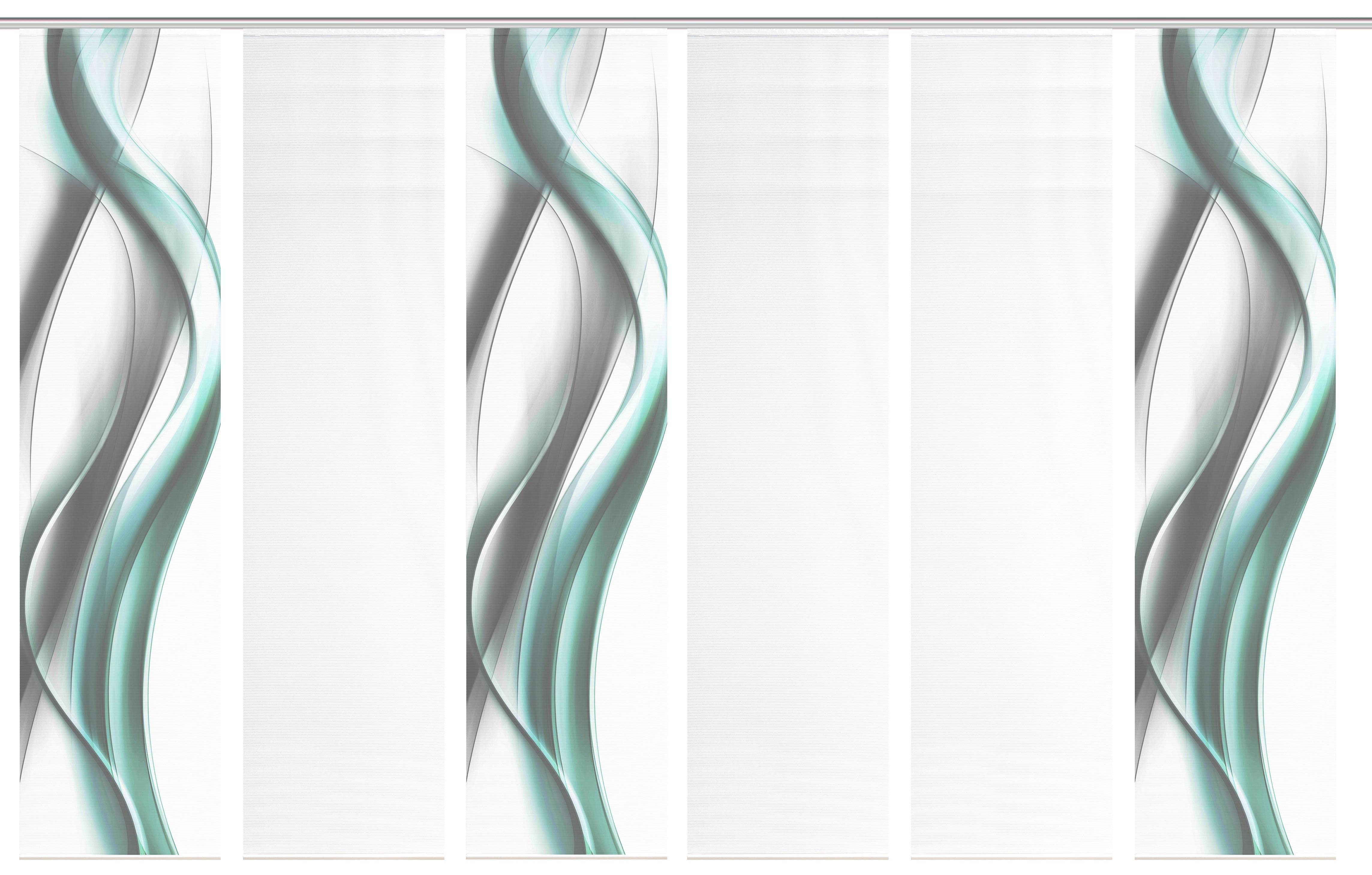 Flächenvorhang Cara 6er Set - Weiß/Grau, Design, Textil (60/260cm)