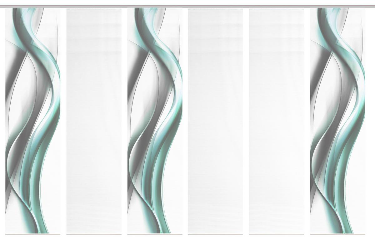 Flächenvorhang Cara 6er Set - Weiß/Grau, Design, Textil (60/260cm)