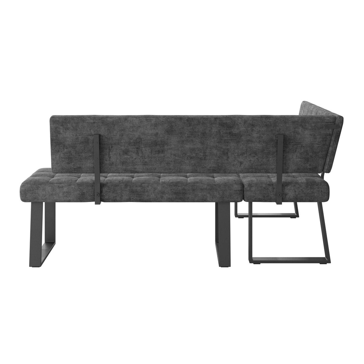 Eckbank Dunkelgrau Polyester Laslo 134x185 cm - Dunkelgrau/Schwarz, MODERN, Textil/Metall (134/185cm) - MID.YOU