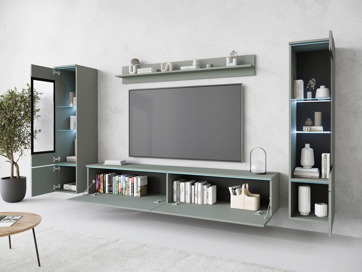 OBÝVACÍ STĚNA VERA II - šedá/zelená, Trend, kompozitní dřevo/plast (240/130/33cm)