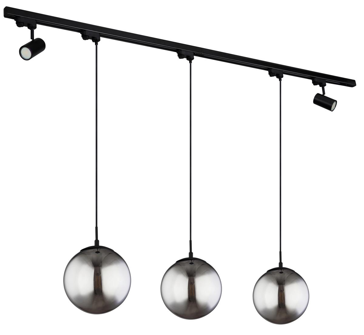 LED-Hängeleuchte H: 120 cm 5-Flammig, drehbar - Schwarz, Basics, Glas/Kunststoff (193/25/120cm) - Globo