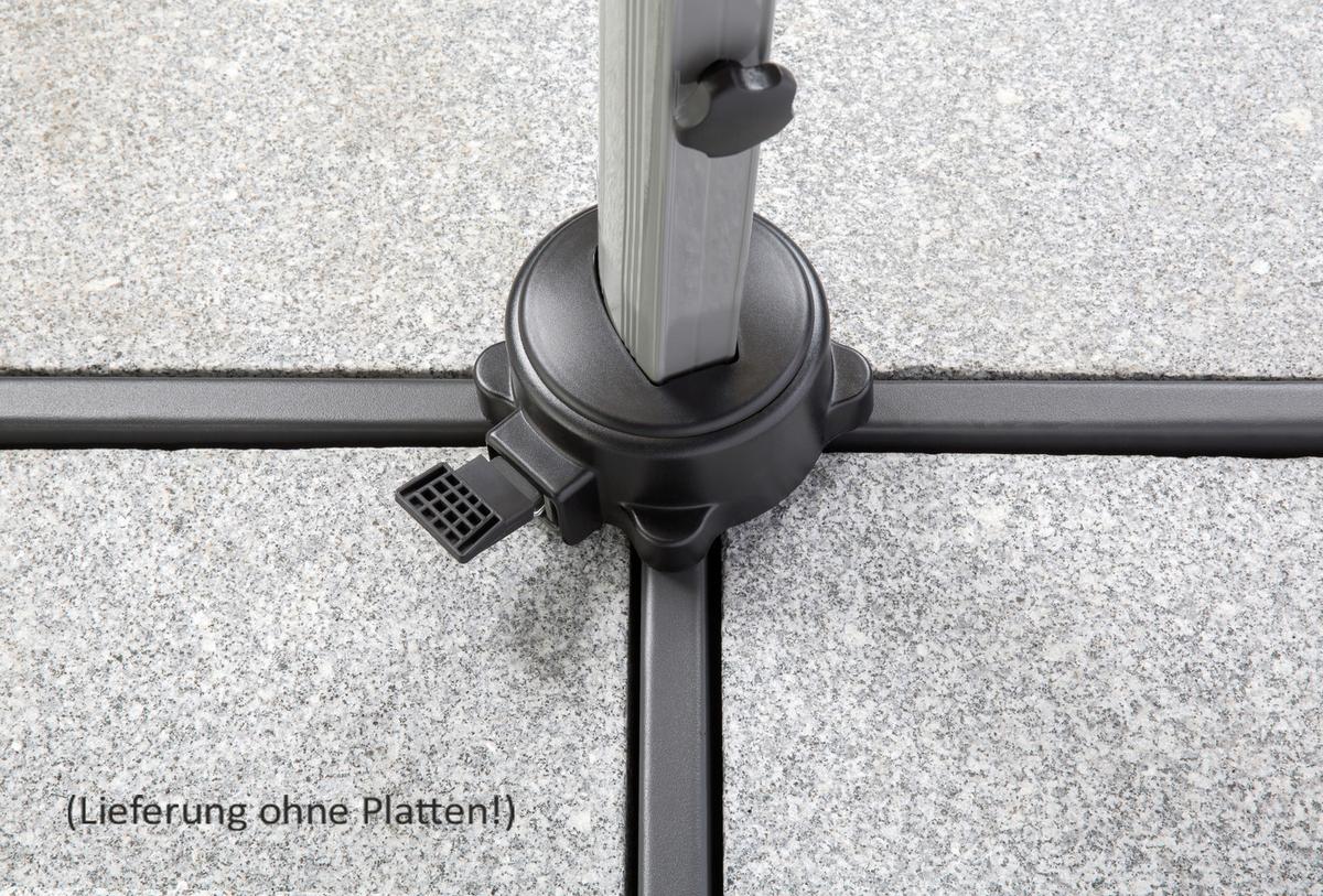 Ampelschirm Rhodos Rondo BxHxT: 374x269x350cm Sandfarbden - Sandfarben/Grau, Basics, Textil/Metall (374/269/350cm) - Schneider