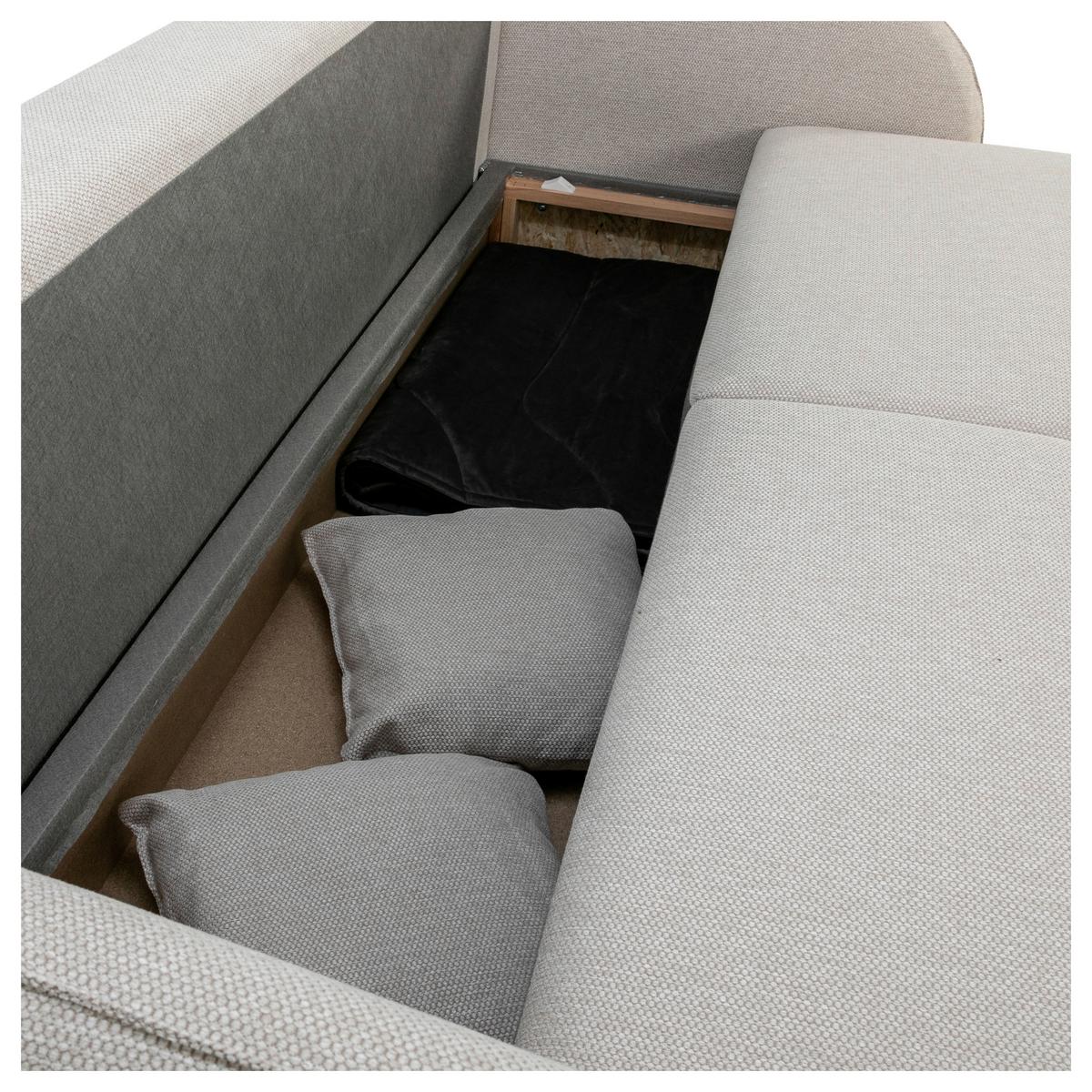 Schlafsofa Bari mit Bettkasten beige, 215x100cm - Beige/Schwarz, KONVENTIONELL, Holz/Holzwerkstoff (215/100cm)