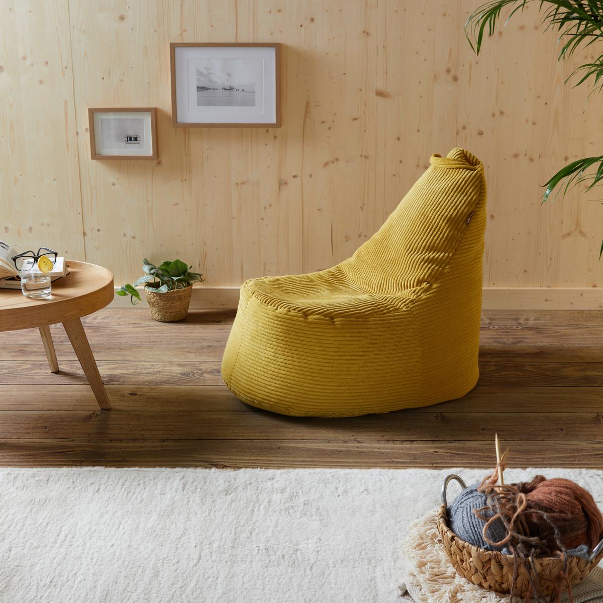 Sedací vak GOLDEN DREAM MINI, žlutý manšestr - žlutá, Moderní, textil (45/105/70cm)