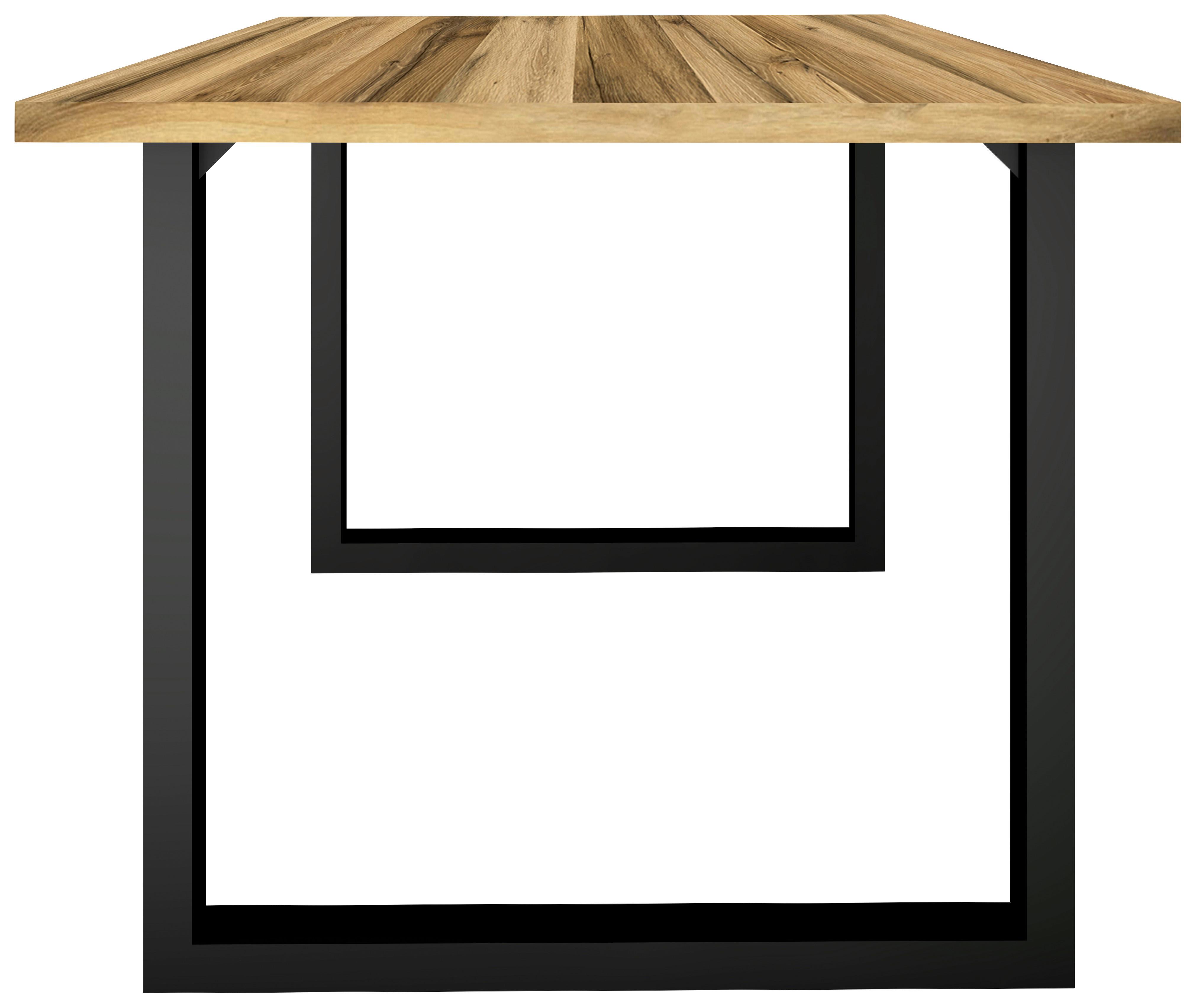 Esstisch Alex Schwarz, Plankeneiche - Plankeneiche/Schwarz, MODERN, Holzwerkstoff/Metall (180/90/78cm) - Livetastic