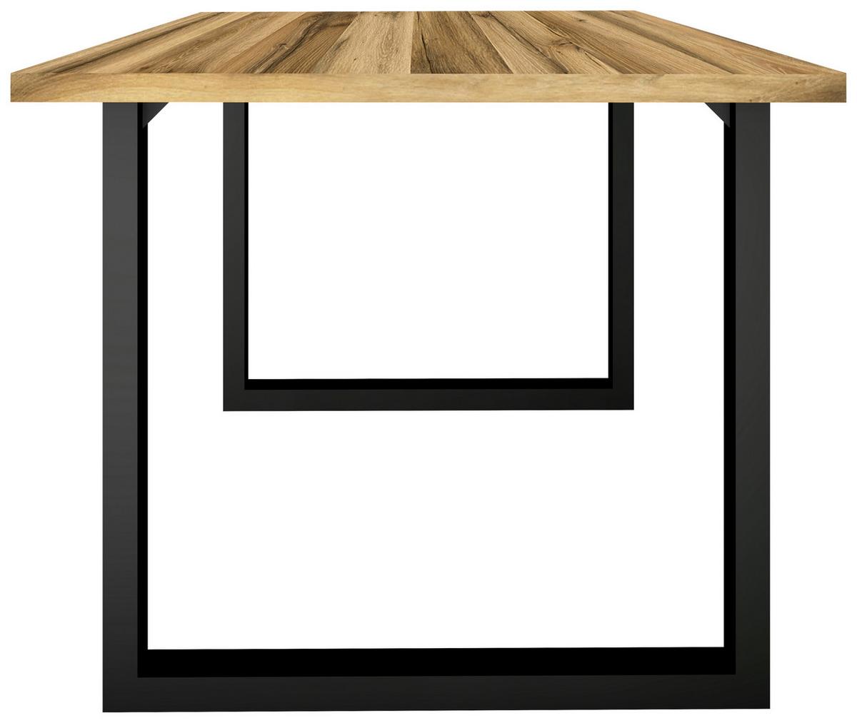 Esstisch Alex Schwarz, Plankeneiche - Plankeneiche/Schwarz, MODERN, Holzwerkstoff/Metall (180/90/78cm) - Livetastic