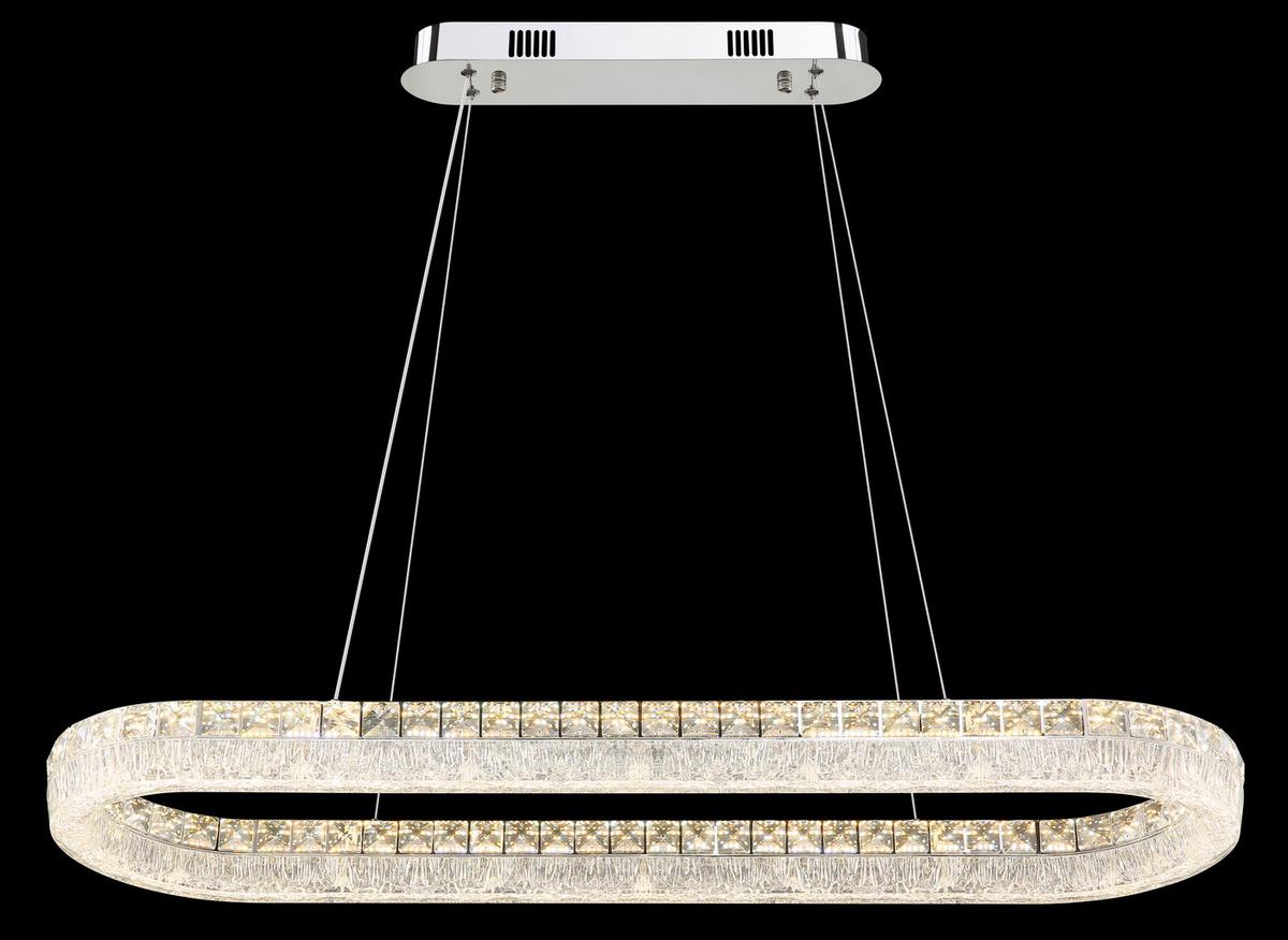 LED-Hängeleuchte Memory-Funktion - Klar/Chromfarben, KONVENTIONELL, Glas/Kunststoff (120/31,5/100,1cm) - Globo