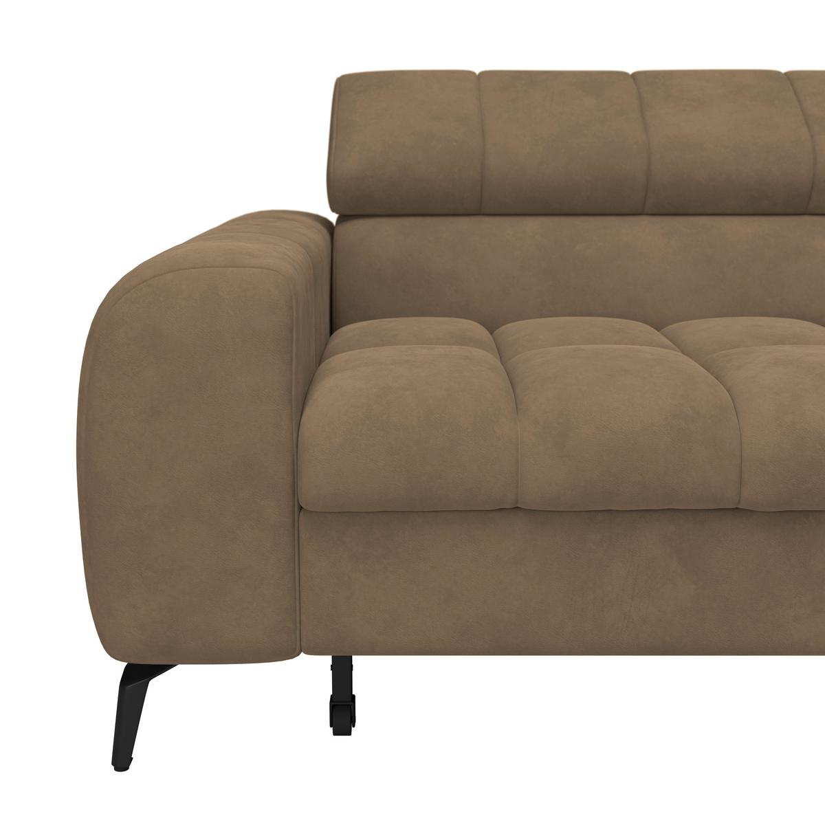 Ecksofa Volf Rechts New Braun, S: 261x203 cm - Schwarz/Braun, Trend, Kunststoff/Textil (261/203cm)