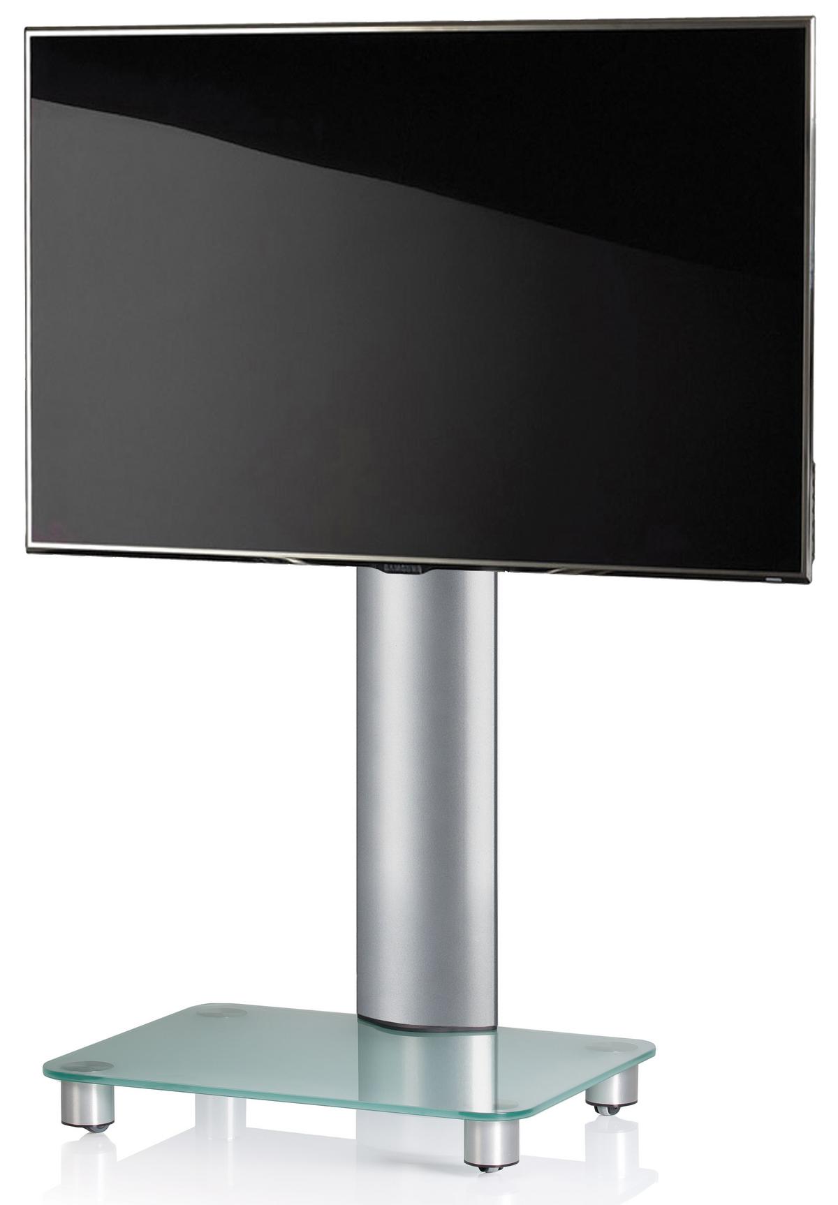 TV-Rack Tosal B: 60 cm - Klar/Silberfarben, KONVENTIONELL, Glas/Metall (60/100/44cm) - MID.YOU