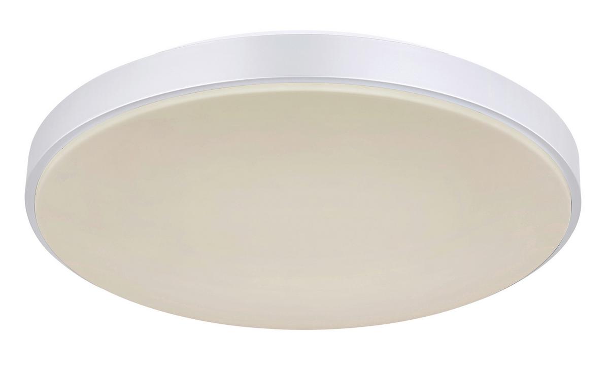 LED-Deckenleuchte Ø 41 cm mit Farbtemperaturwechsler - Silberfarben/Opal, Basics, Kunststoff/Metall (41/6cm) - Globo