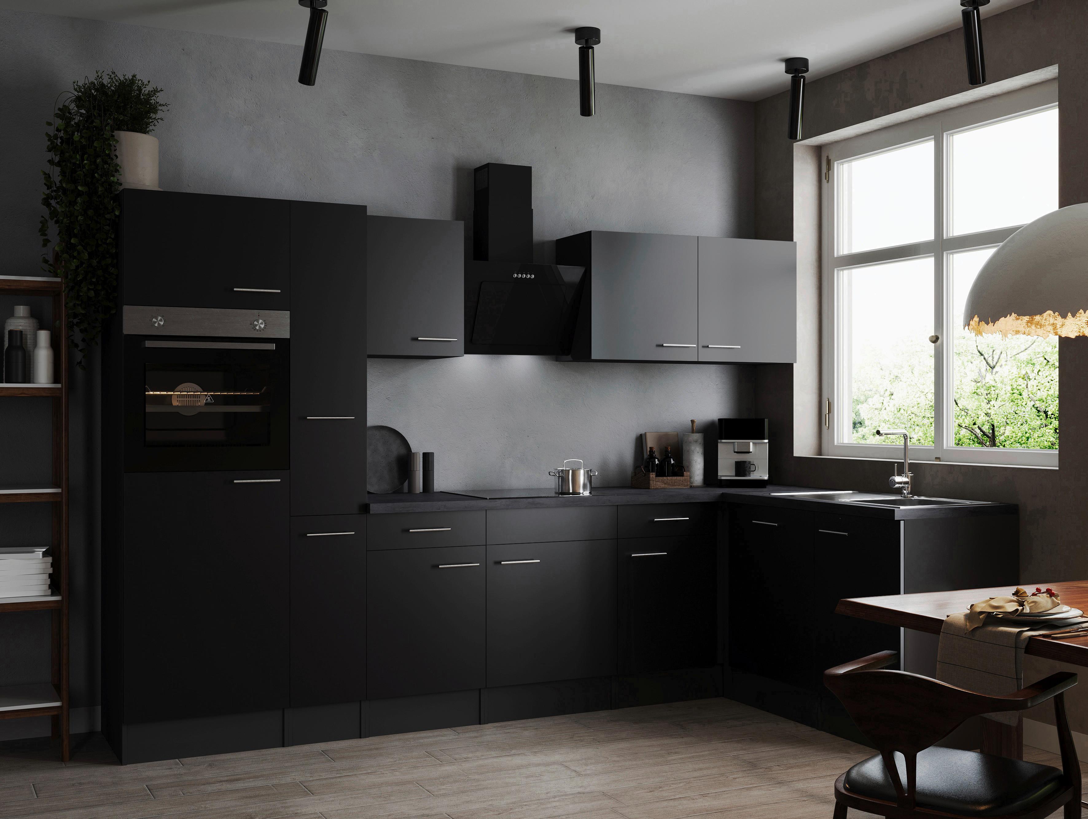 Eckküche Oliver Grau, Schwarz S: 310x172 Cm - Schwarz/Grau, Design, Holzwerkstoff (310/172cm) - Respekta