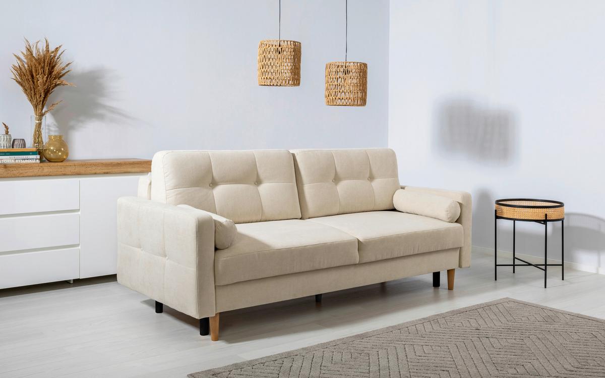 Schlafsofa Noret Beige B: 222cm - Beige/Buchefarben, Design, Textil (222/93/99cm) - MID.YOU