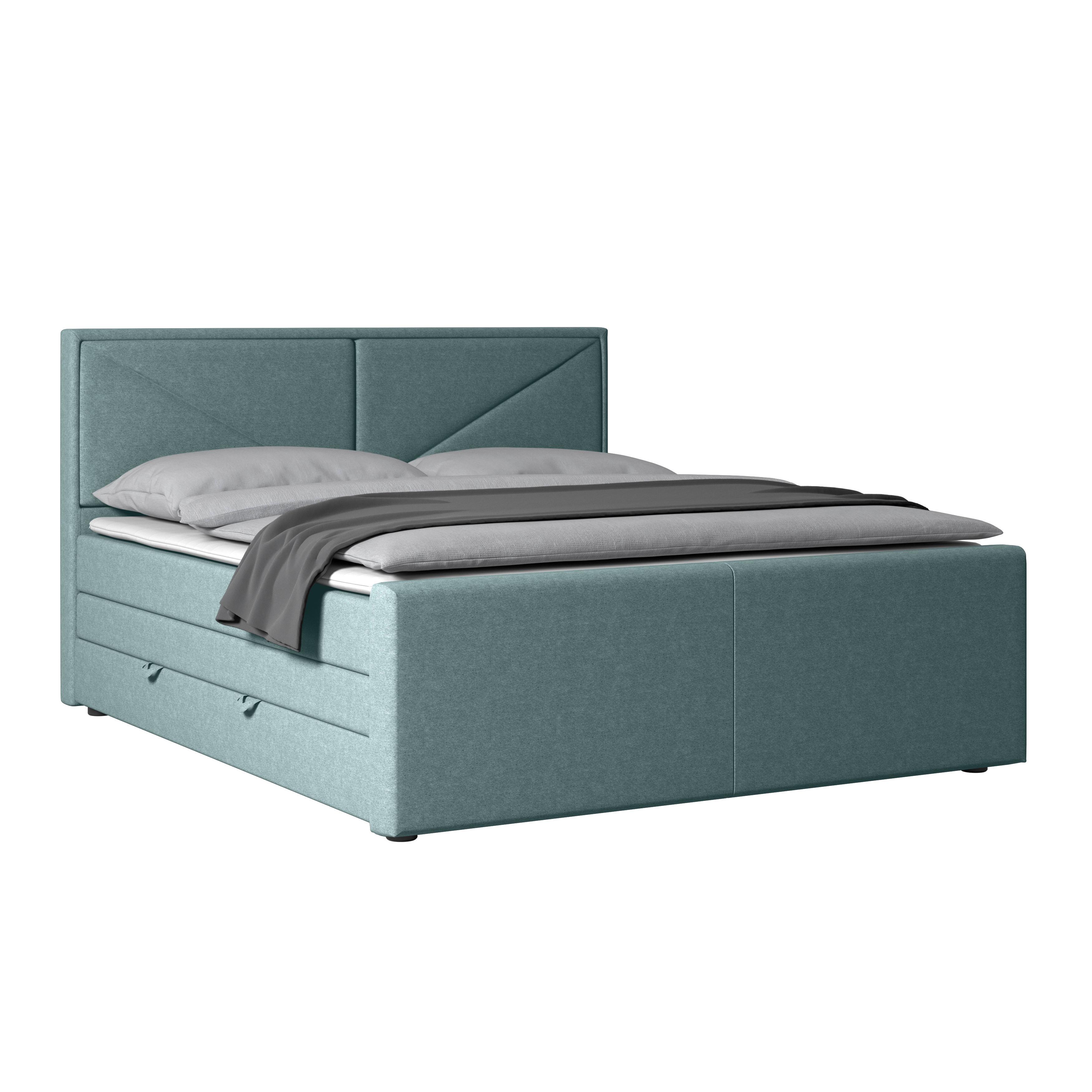 Boxspringbett Lima 180x200 Cm Blau - Blau, MODERN, Holz/Kunststoff (180/200cm) - MID.YOU