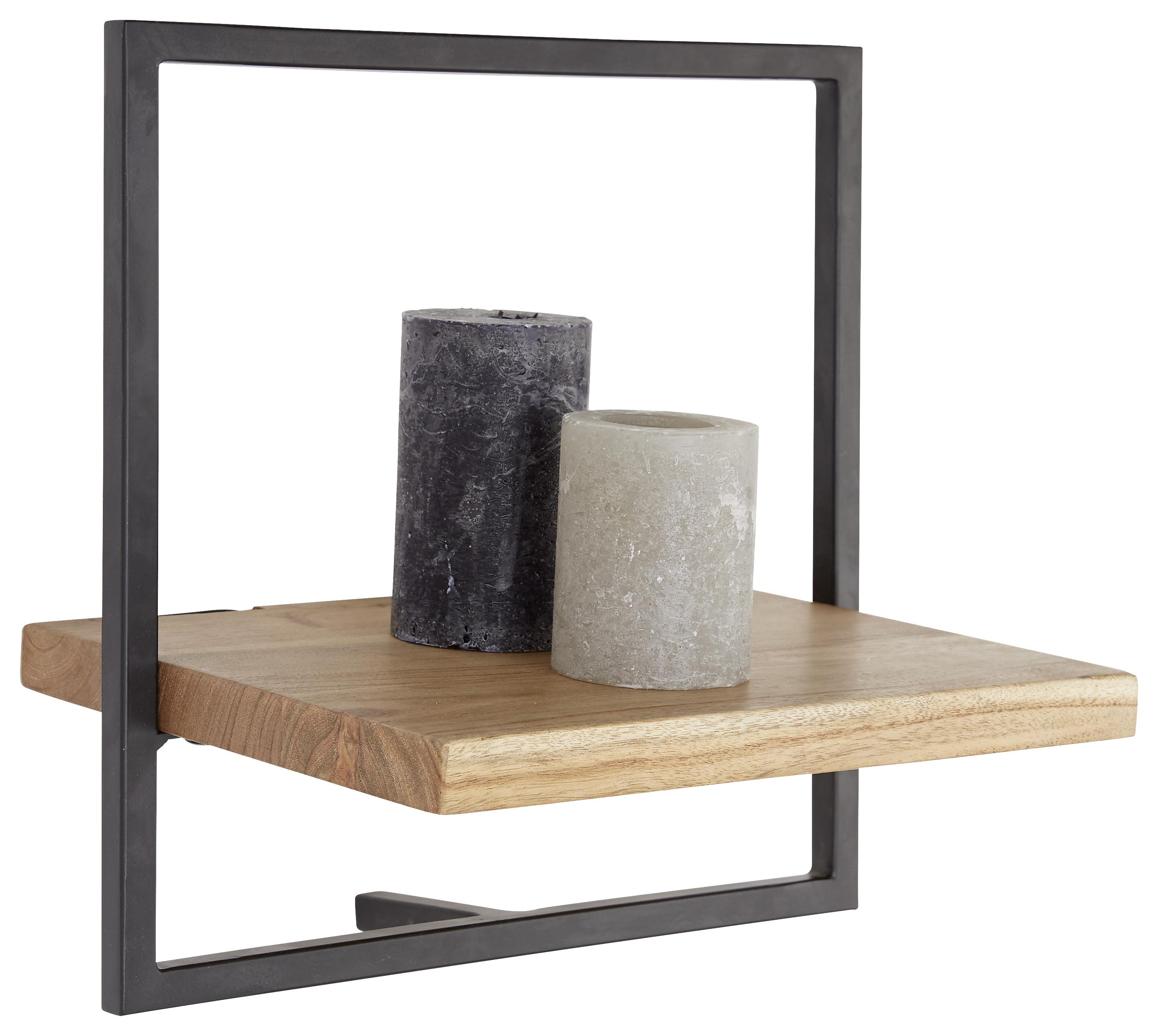 Nástěnný Regál Alia -Sb- - černá/barvy akácie, Moderní, kov/dřevo (35/35/25cm) - Modern Living