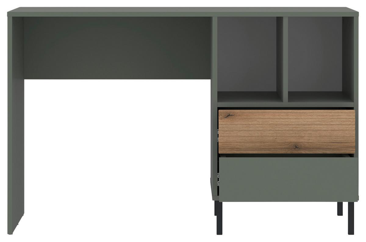 Písací stôl POZZI dekor dub/zelená - zelená/farba duba, Modern, kompozitné drevo (120/76,4/58cm) - Modern Living