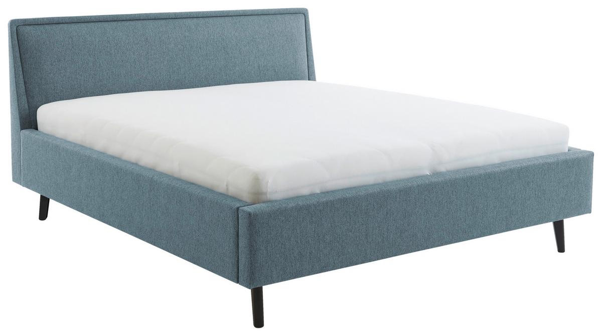 Polsterbett Frieda 140x200cm Blau, inkl. Bettkasten - Blau/Schwarz, KONVENTIONELL, Holz/Textil (140/200cm) - Livetastic