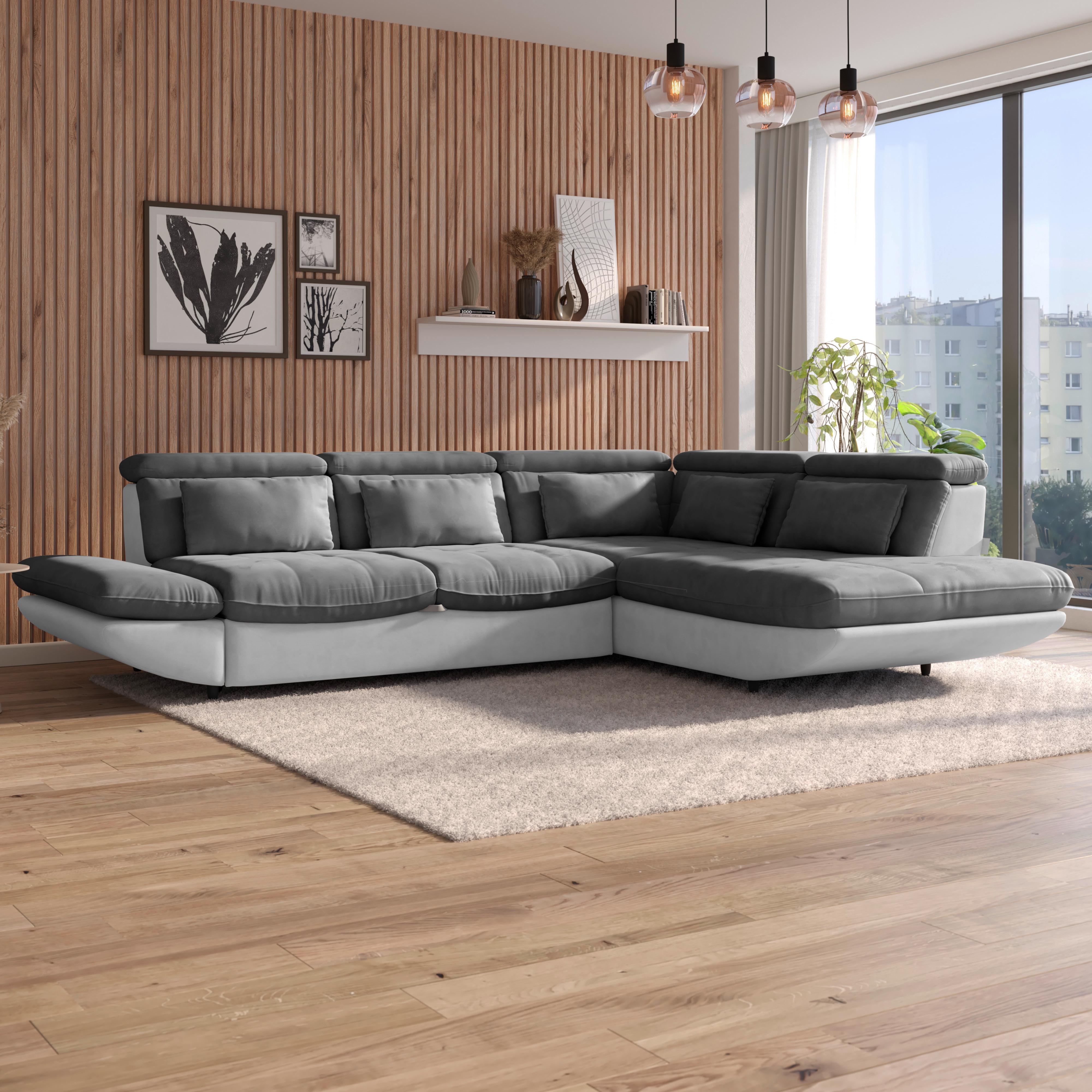 Ecksofa Mit Schlaffunktion Park Hell-/dunkelgrau - Dunkelgrau/Hellgrau, MODERN, Textil (233/311cm) - Luca Bessoni