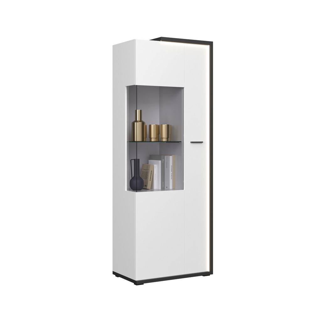 Vitrine Ambiente B: 73,4 cm mit LED Alpinweiss, Anthrazit