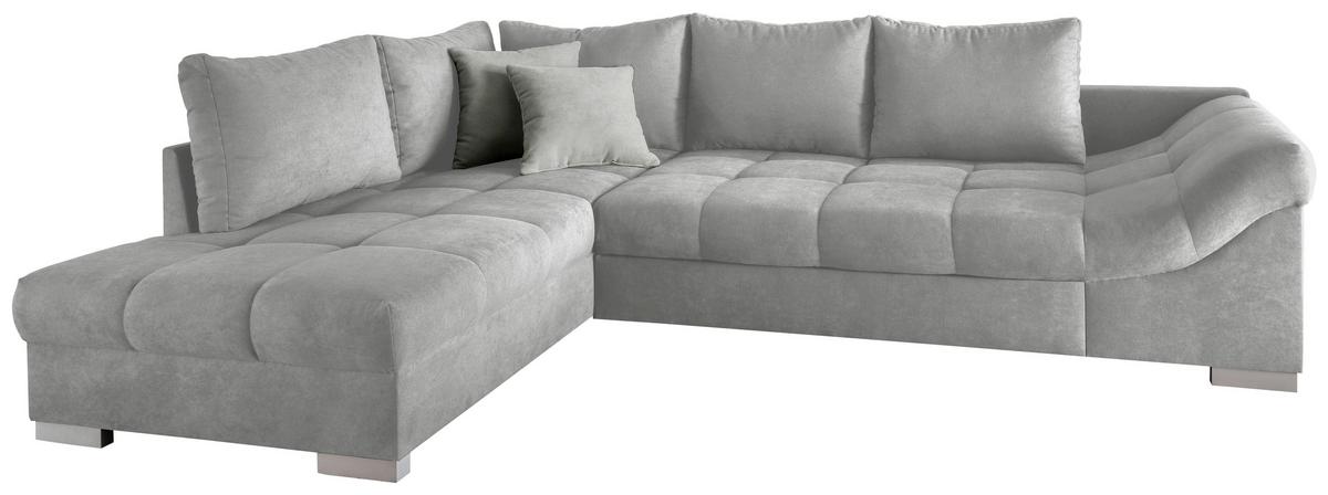 Eckschlafsofa Alvito Hellgrau S: 202/298 cm - Silberfarben/Hellgrau, Design, Textil (202/298cm) - MID.YOU