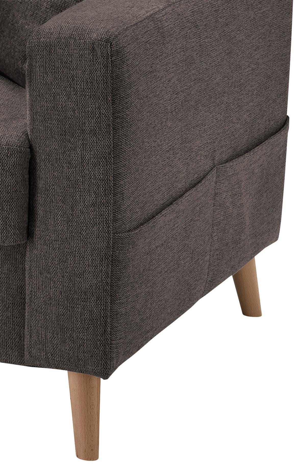 Ecksofa mit Schlaffunktion Valentina mit Kissen Braun - Braun/Naturfarben, KONVENTIONELL, Textil (200/230cm) - P & B
