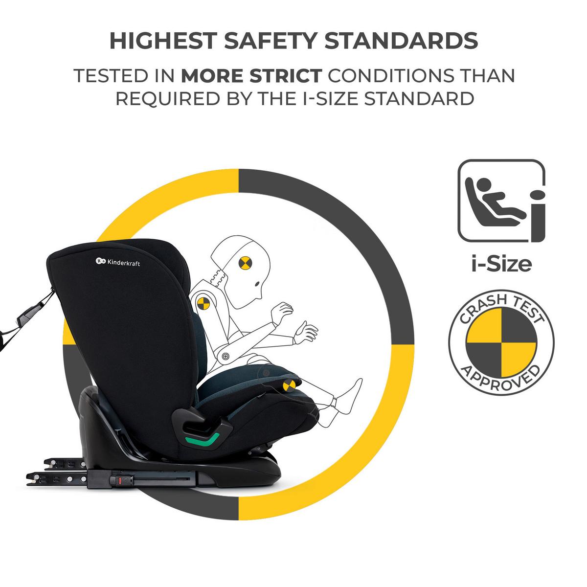 Kinderautositz Oneto3 I-Size Schwarz, B/H/T: 58x78x44cm - Dunkelgrau/Schwarz, Basics, Kunststoff (58/78/44cm) - Kinderkraft