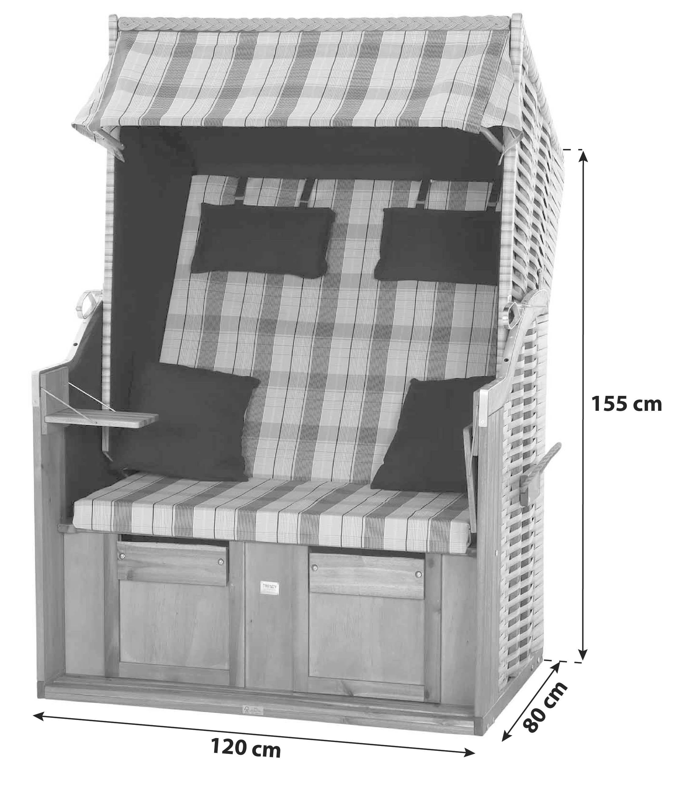 Strandkorb Ostsee L88696 2-Sitzer, Blau - Blau, KONVENTIONELL, Holz/Kunststoff (120/80/165cm) - Siena Garden