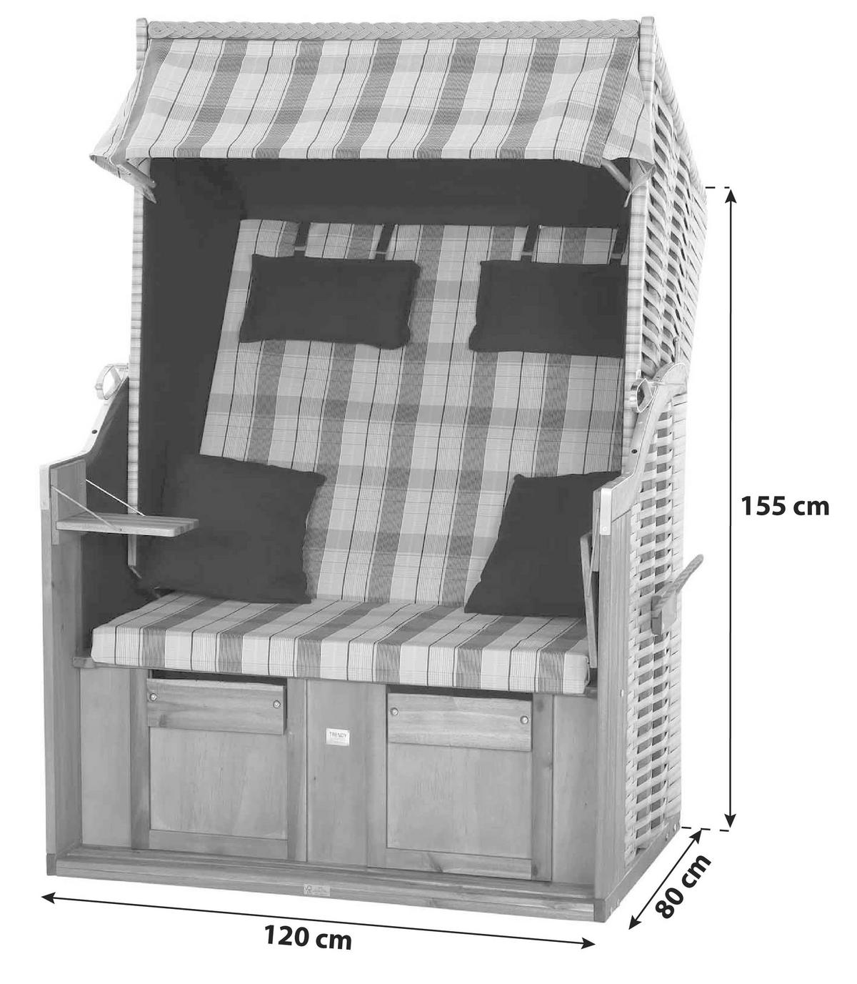 Strandkorb Ostsee L88696 2-Sitzer, Blau - Blau, KONVENTIONELL, Holz/Kunststoff (120/80/165cm) - Siena Garden