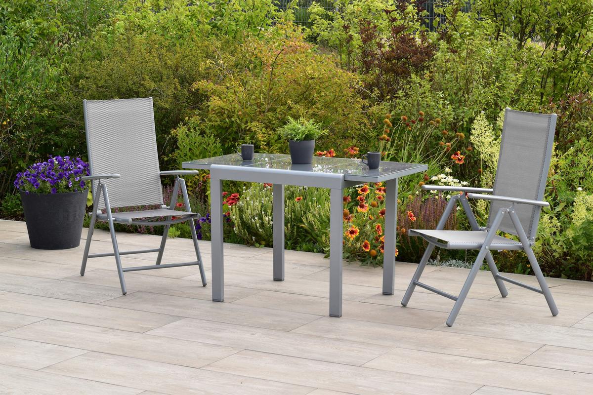 Gartenset Amalfi - Silberfarben/Braun, MODERN, Kunststoff/Metall - Gardenson