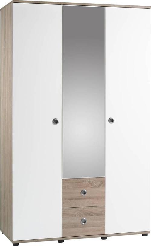 Skriňa WIKI š. 115, dekor dub Sonoma/biela - biela/dub sonoma, Konventionell, kompozitné drevo/plast (115/190/52cm) - MID.YOU