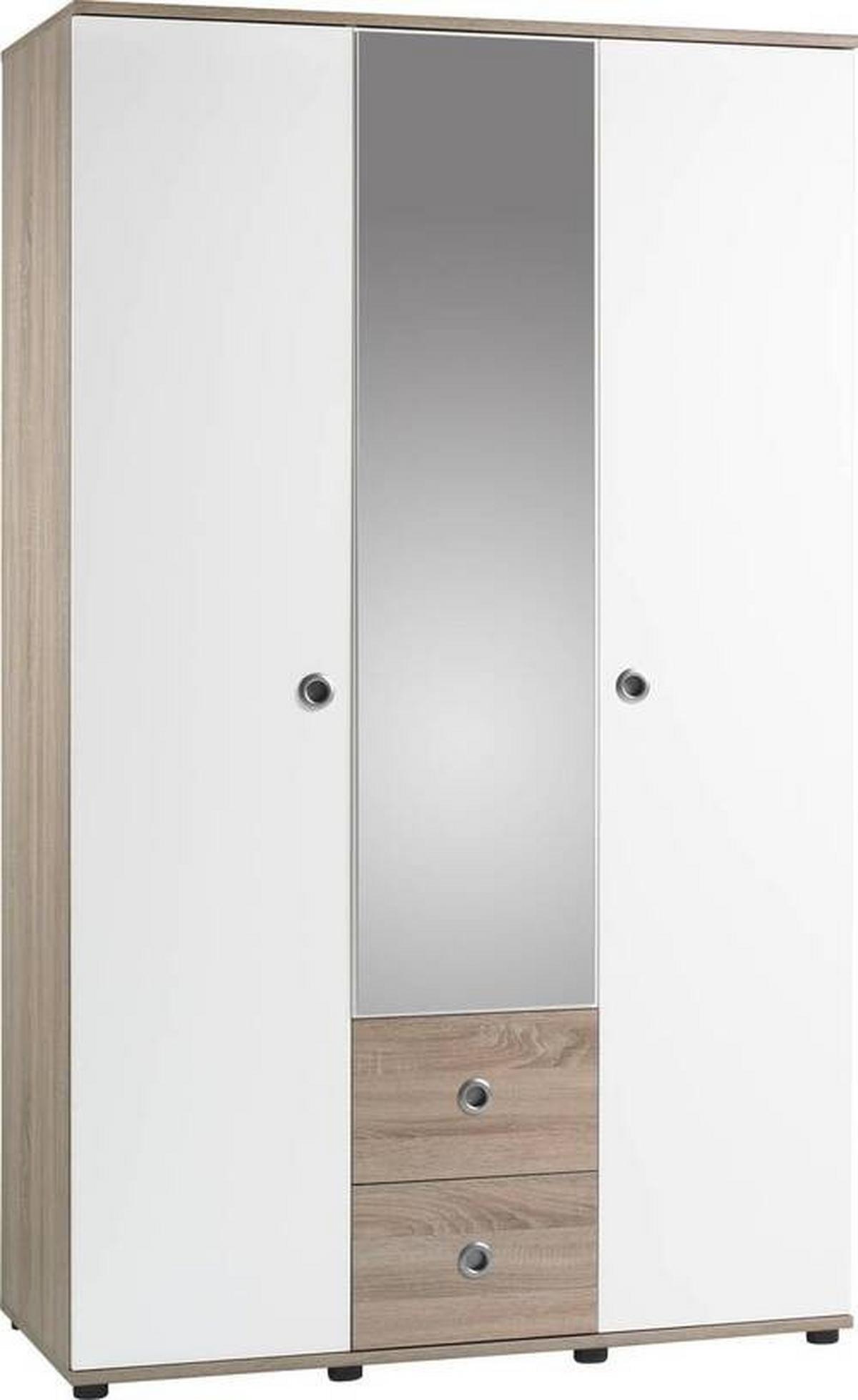 Skriňa WIKI š. 115, dekor dub Sonoma/biela - biela/dub sonoma, Konventionell, kompozitné drevo/plast (115/190/52cm) - MID.YOU